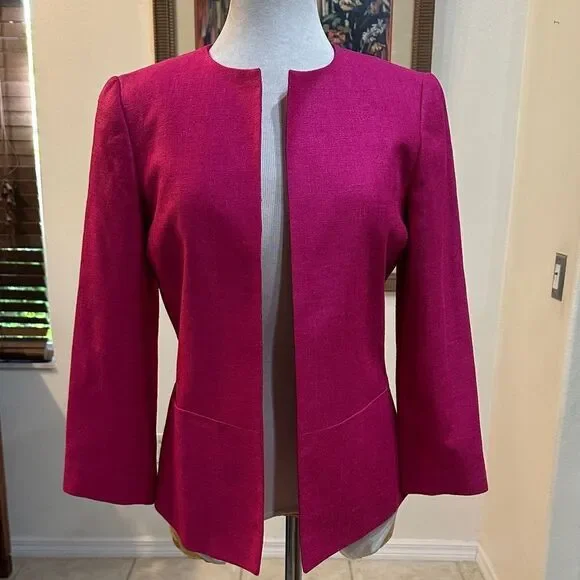 Dana Buchman Raspberry Women's 100% Silk Jacket Size 4 - Picture 3 of 11
